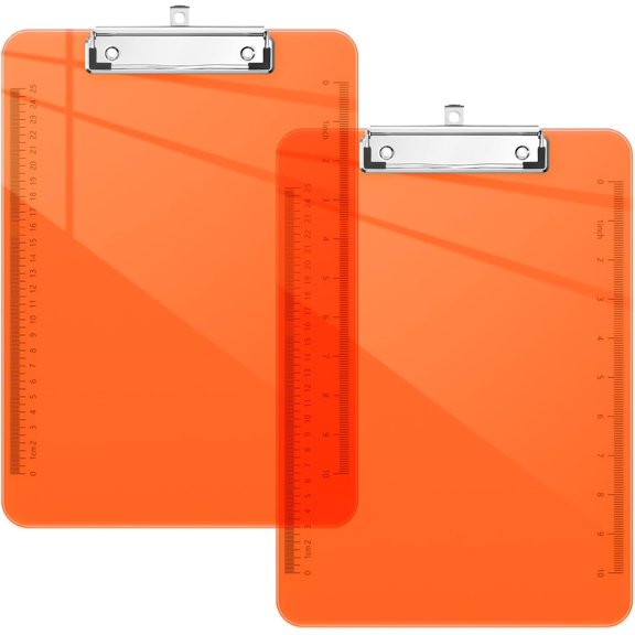 Plastic Clipboards, Translucent Ruler Clip Board with Low Profile, Office Supply, School Supplies, Letter Size 9 x 12.5 Inches