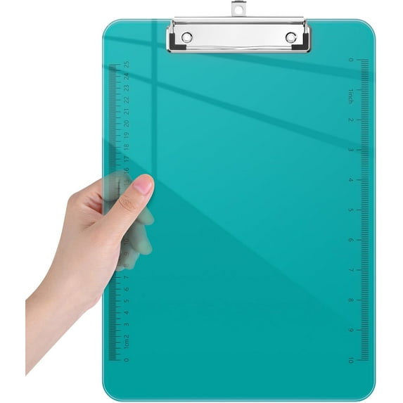 Plastic Clipboards, Translucent Ruler Clip Board with Low Profile, Office Supply, School Supplies, Letter Size 9 x 12.5 Inches