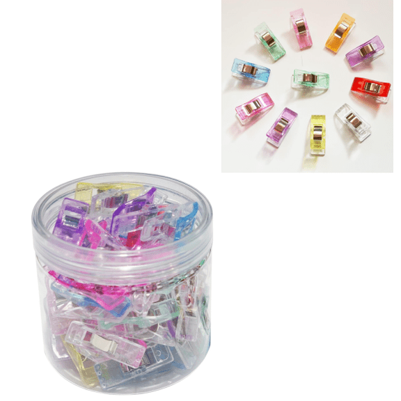 Plastic Clips with Box, Sewing Notions for Sewing Quilting Supplies Crafting Tools, Assorted Colors for Craft (50PC)