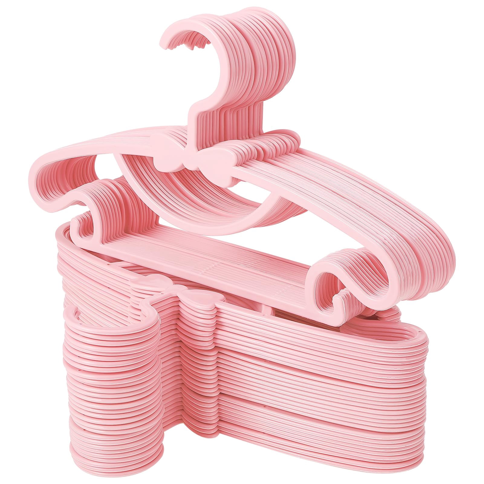 Plastic Closet Hangers 100 Pack Pink For Infant Clothing
