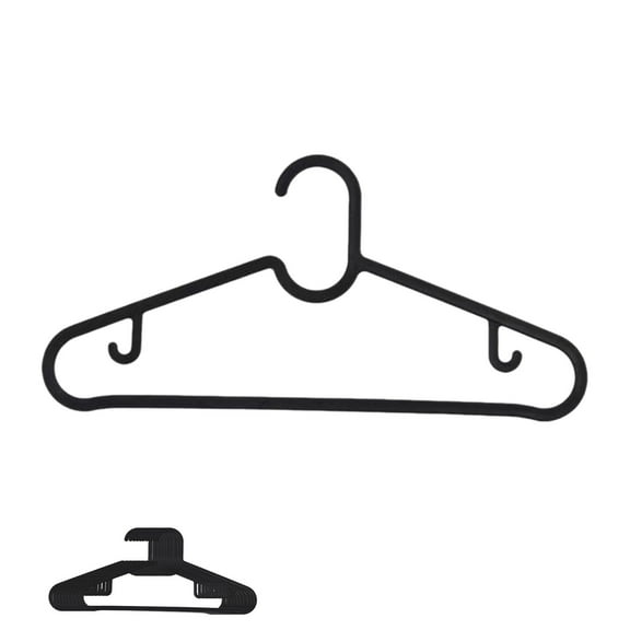Plastic Clothes Hanger Set - 10Pcs Non-Slip Non-Trace Hangers, Multifunctional Swivel Hook Hanging Racks for Home Closet Laundry （ Black ）