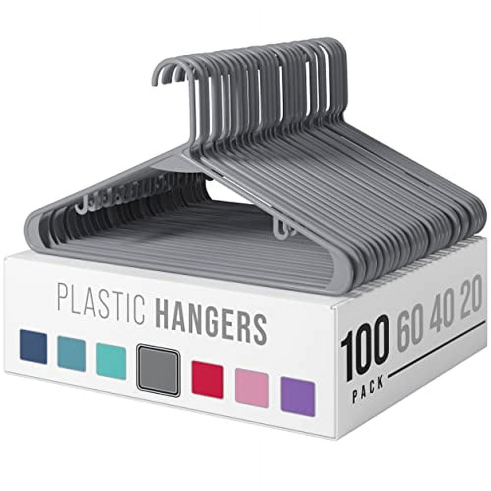 Plastic Hangers 20, 40, 60 Pack – Space Saving Hangers for Clothes – White  Plastic Hangers for Neatly Hanging Clothing, Shirts, Jackets, Pants