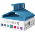 thumbnail image 1 of Plastic Clothes Hangers (20, 40, & 60 Packs) Heavy Duty Durable Coat and Clothes Hangers | Vibrant Color Hangers | Lightweight Space Saving Laundry Hangers (60 Pack - Blue), 1 of 5
