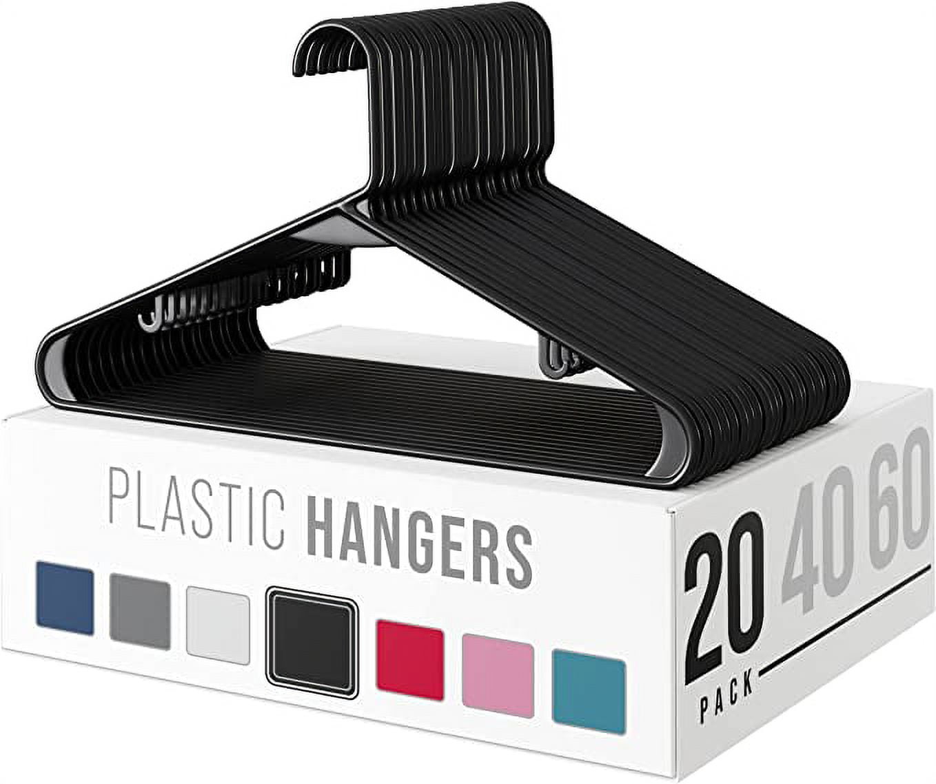 Plastic Clothes Hangers 20 Pack Black - Durable Coat and Clothes Hangers