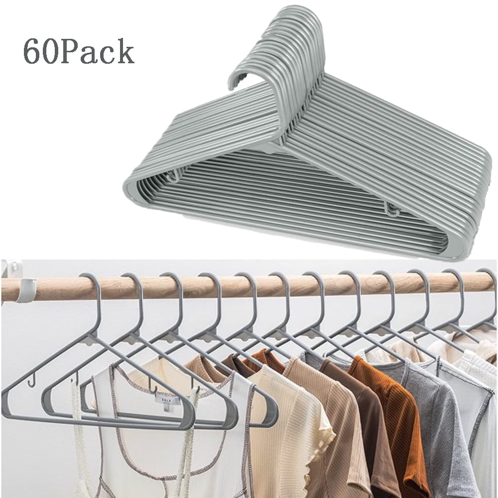 Plastic Clothes Hangers, 60 Pcs Durable Clothes Hanger with Hooks Space