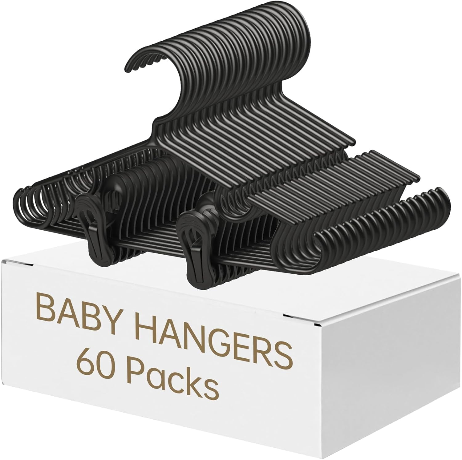 Plastic Clothes Hangers Black 60 Pack Children's Closet Organization