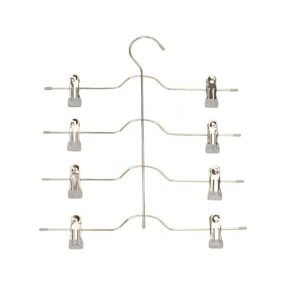 Plastic Clothes Hangers, Furenl Skirt Hanger Multi-Layer Saver Women's Skirt Hanger with Clips Comes with Two Non-Slip Coated Clips for Hanging Skirts, Pants, Jeans and Work Pants., 1 Clothes Hanger