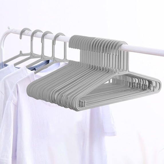 Plastic Clothes Hangers Non Slip Shoulders | Space Saving Slim Design | Anti Marking Windproof Hook | Wet or Dry Use | Multi-Purpose Closet Organizer | 20 Pack | Gray White | 15.75x7.09in