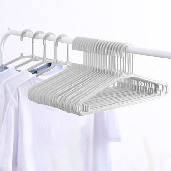 Plastic Clothes Hangers Non Slip Shoulders | Space Saving Slim Design | Anti Marking Windproof Hook | Wet or Dry Use | Multi-Purpose Closet Organizer | 20 Pack | Gray White | 15.75x7.09in