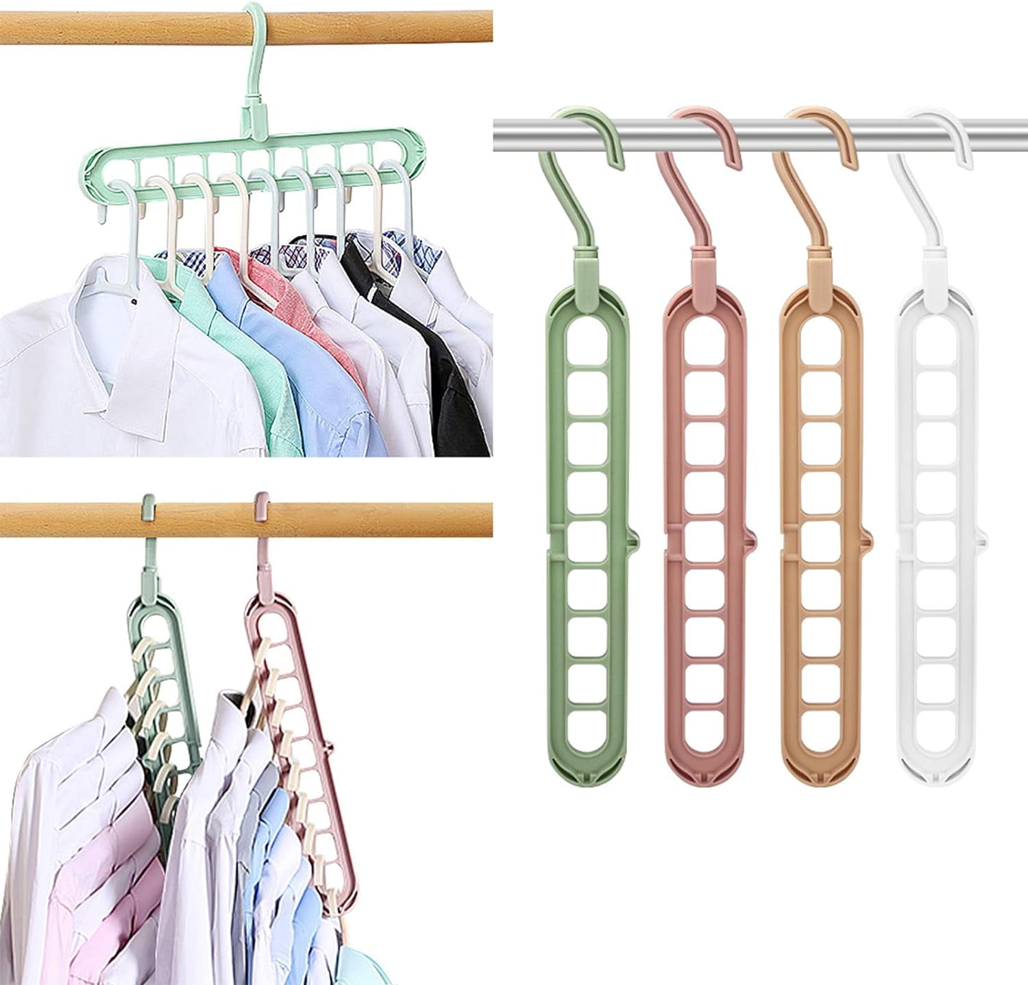 Plastic Clothes Hangers,Space Saving Clothes Hangers,4 Pack Cascading Hangers, Premium Wardrobe