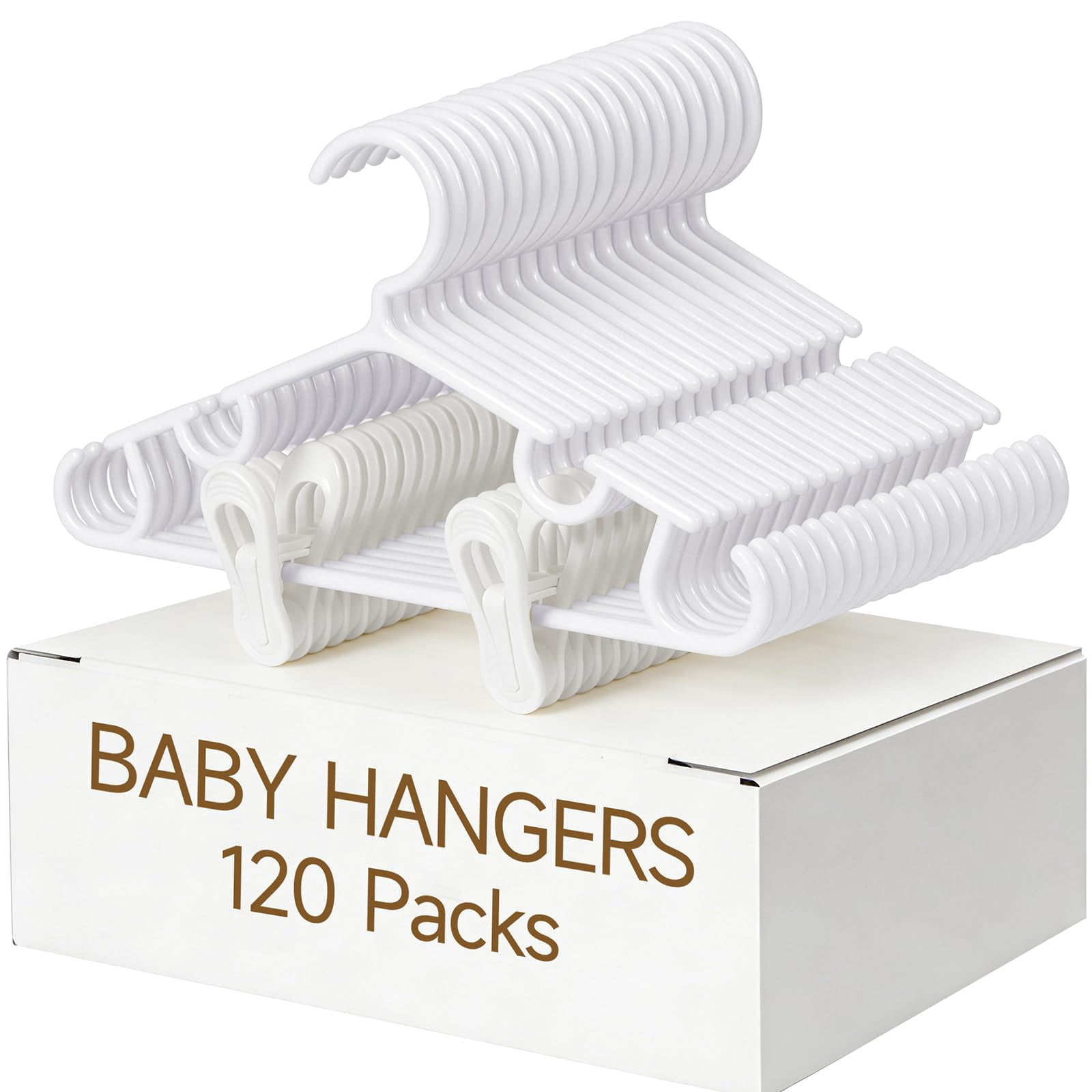 Plastic Clothes Hangers With Clips 120 Count White For Children's Clothing