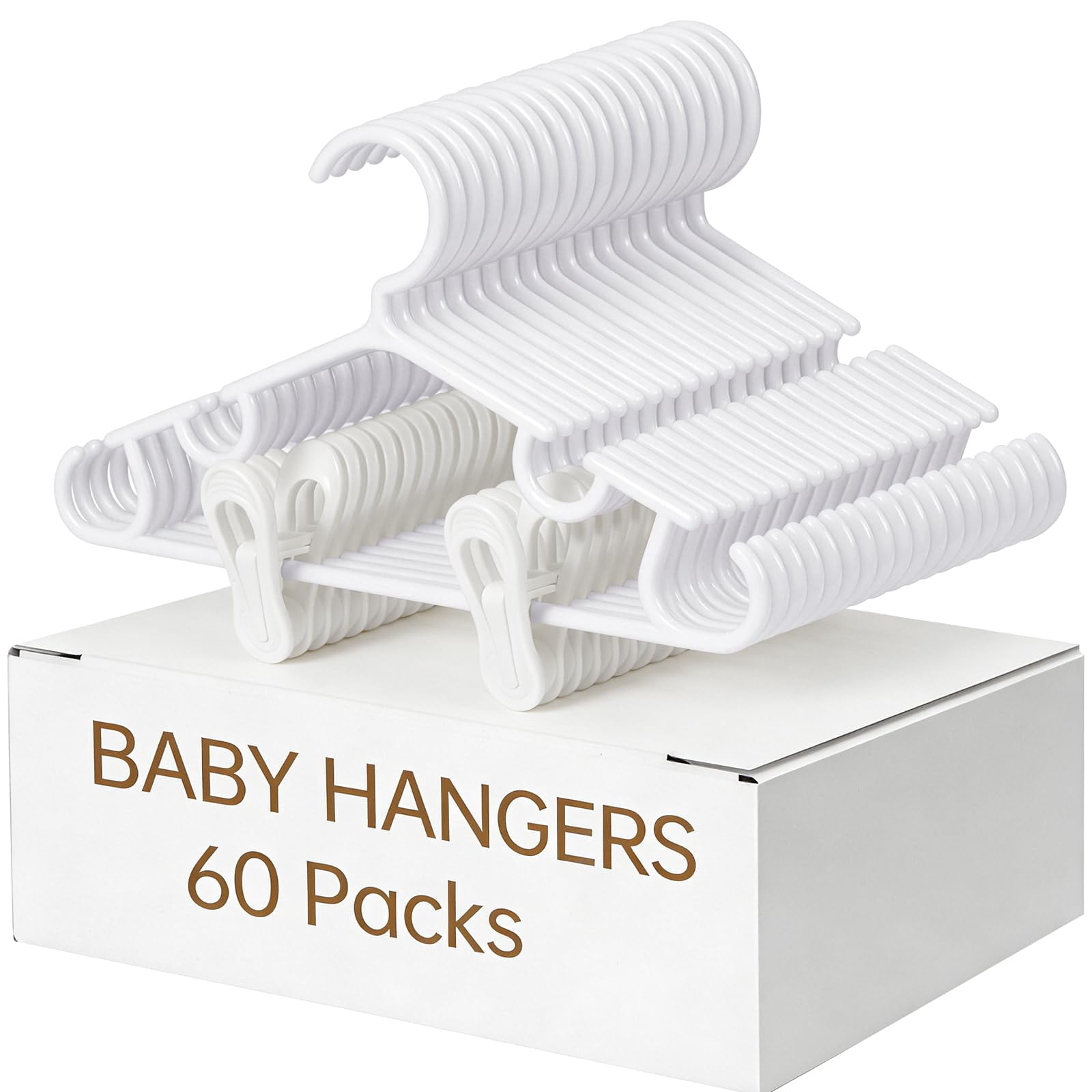 Plastic Clothes Hangers With Clips 60 White Pack For Children's Clothing