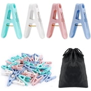 OFEFE Plastic Clothes Pins Laundry Clips,60 Pcs Colorful Clothespins,2 inch Small Clothes Pin with Clothespin Bag for Kitchen