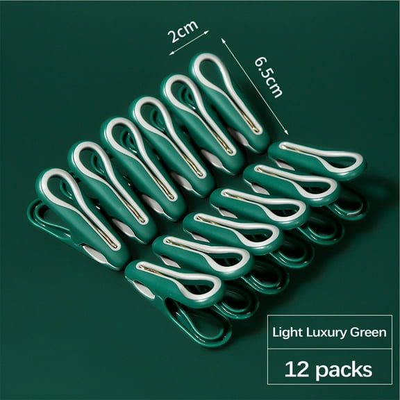 Plastic Clothespin Clips Heavy Duty Windproof Laundry Clips Socks Sheets Towel Hanging Clips Non Slip Strong Grip Clothes Pins Drying Rack Outdoor Indoor Laundry Organizer Set 12pcs