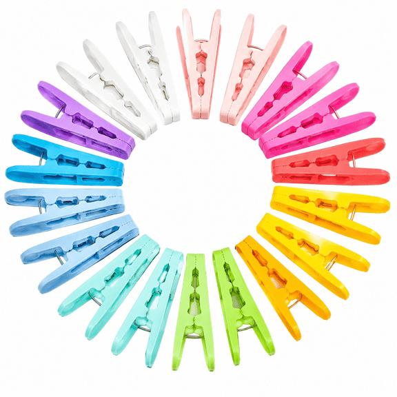 Plastic Clothespins 110 Pack, 2 Inch Spring Clips for Laundry, Windproof Towel Hangers for Socks & Clothes, 10 Assorted Colors, 11 Pcs per Color