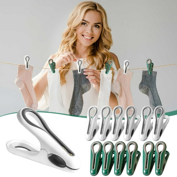 Plastic Clothespins, Heavy Duty Clips with Strong Metal Spring & Soft Rubber Coating, Non-slip Grip for Windproof Drying, No Marks on Delicates, for Laundry, Socks, Sheets, and Household