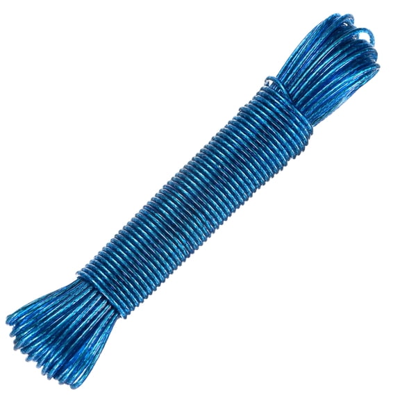 Plastic Coated Clothesline, 1/8 Inch x 66ft(3mmx20m) Steel Core Clothes Lines for Hanging Clothes Outside [Blue]