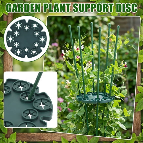Plastic-Coated Steel Pipe Plant Support Rings, Green Round Tray Garden Trellis Climbing Holder for Tomato Vines Potted Flowers and Heavy Structural Protection(Green)