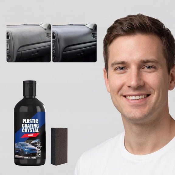 Plastic Coating Crystal Agent - Car Plastic Restorer & Protectant for Interior/Exterior - Advanced Anti-Aging & Water-Repellent Formula - Works on All Vehicle Plastics, Motorcycles, RVs