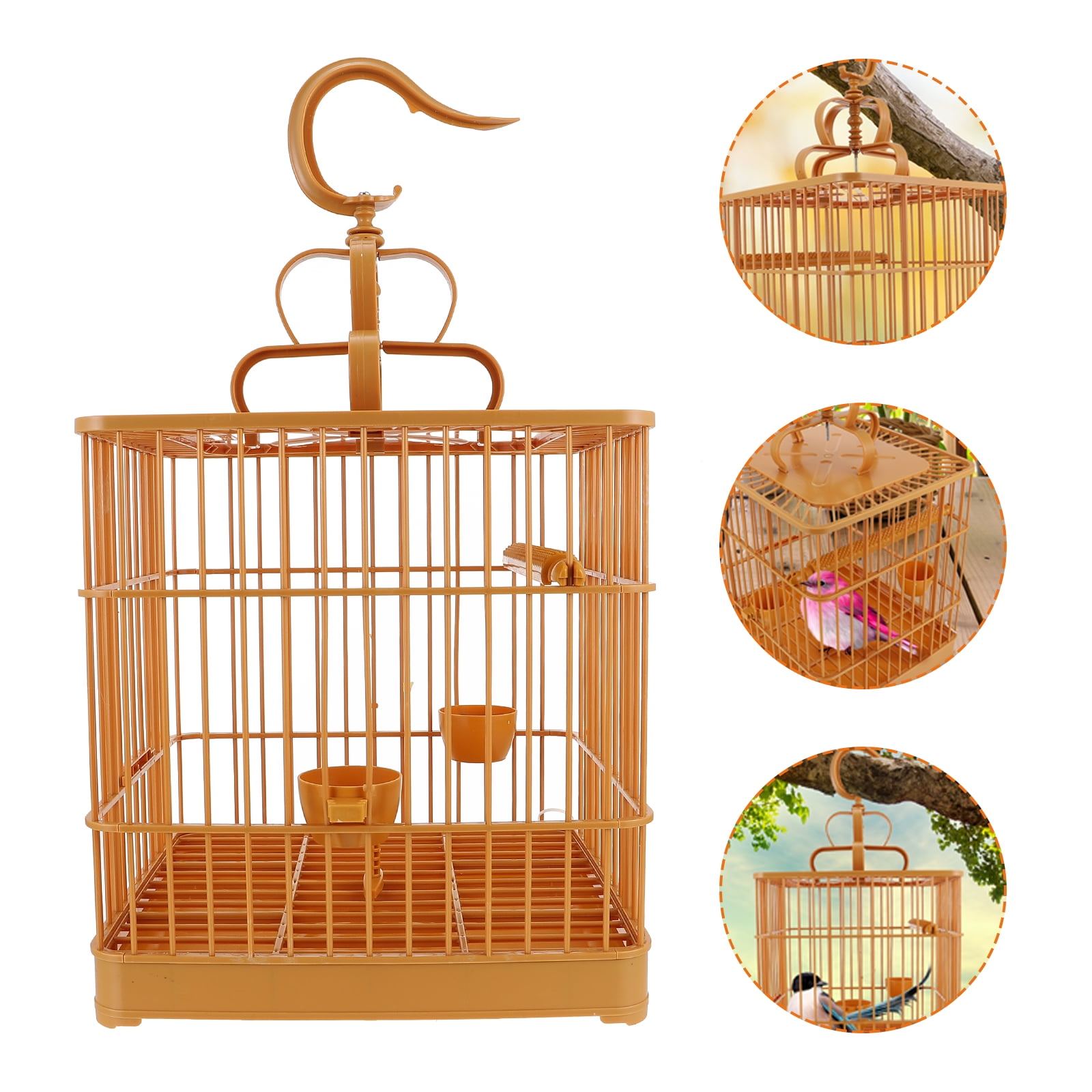 PartyKindom 1 Set Outdoor Cage for Parrot Plastic Brown Bird Cage Parrot Home Use 11.0*10.6*9.4in