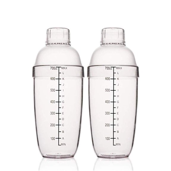 Plastic Cocktail Shaker,Drink Mixer Hand Shaker Cup with Scales,Transparent (17 oz / 500cc)