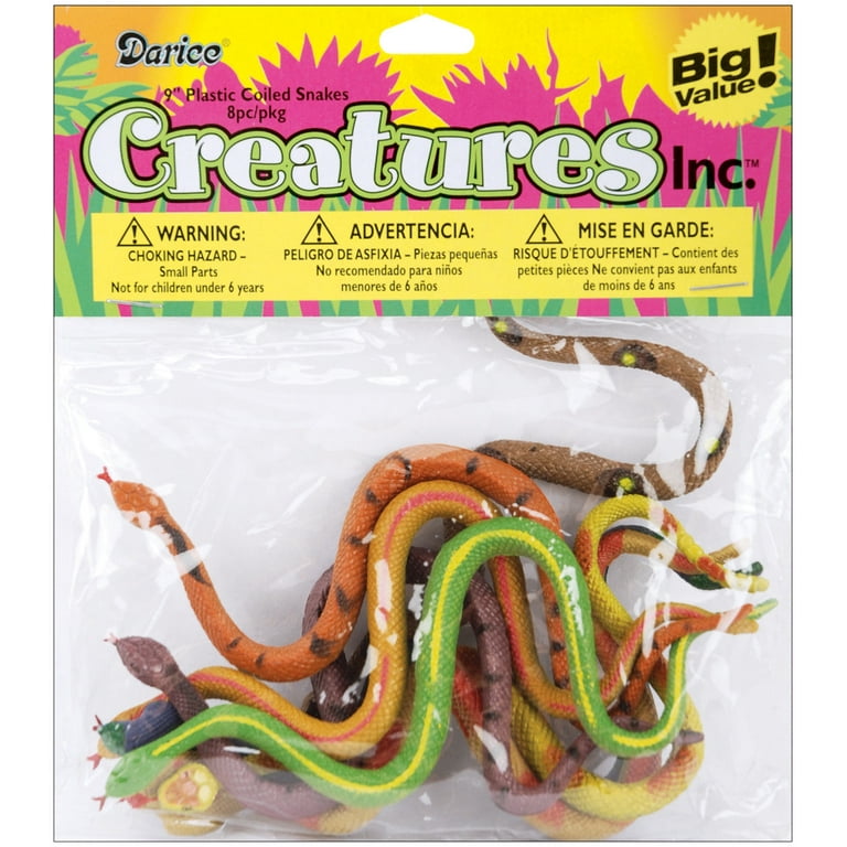 Plastic Coiled Snake 4.5 to 5.5 inches 8 pieces