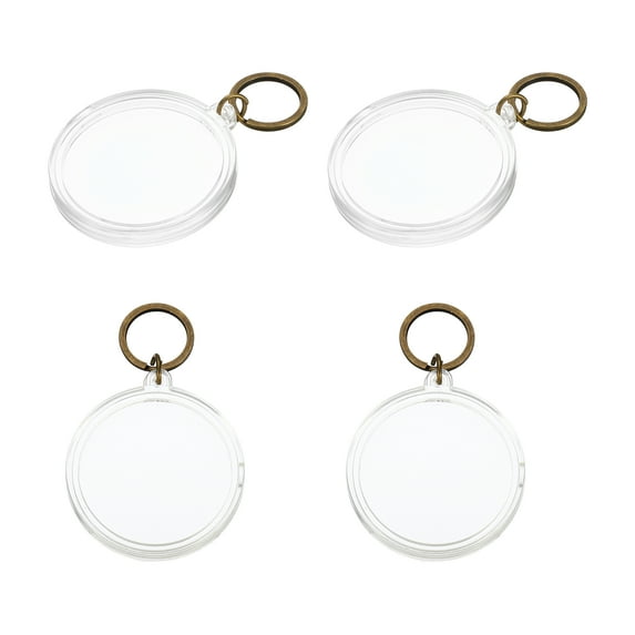Plastic Coin Holder Keychain, 4Pcs Round Coin Case with Key Ring Medallion Holder for Coins Jewelry, Bronze
