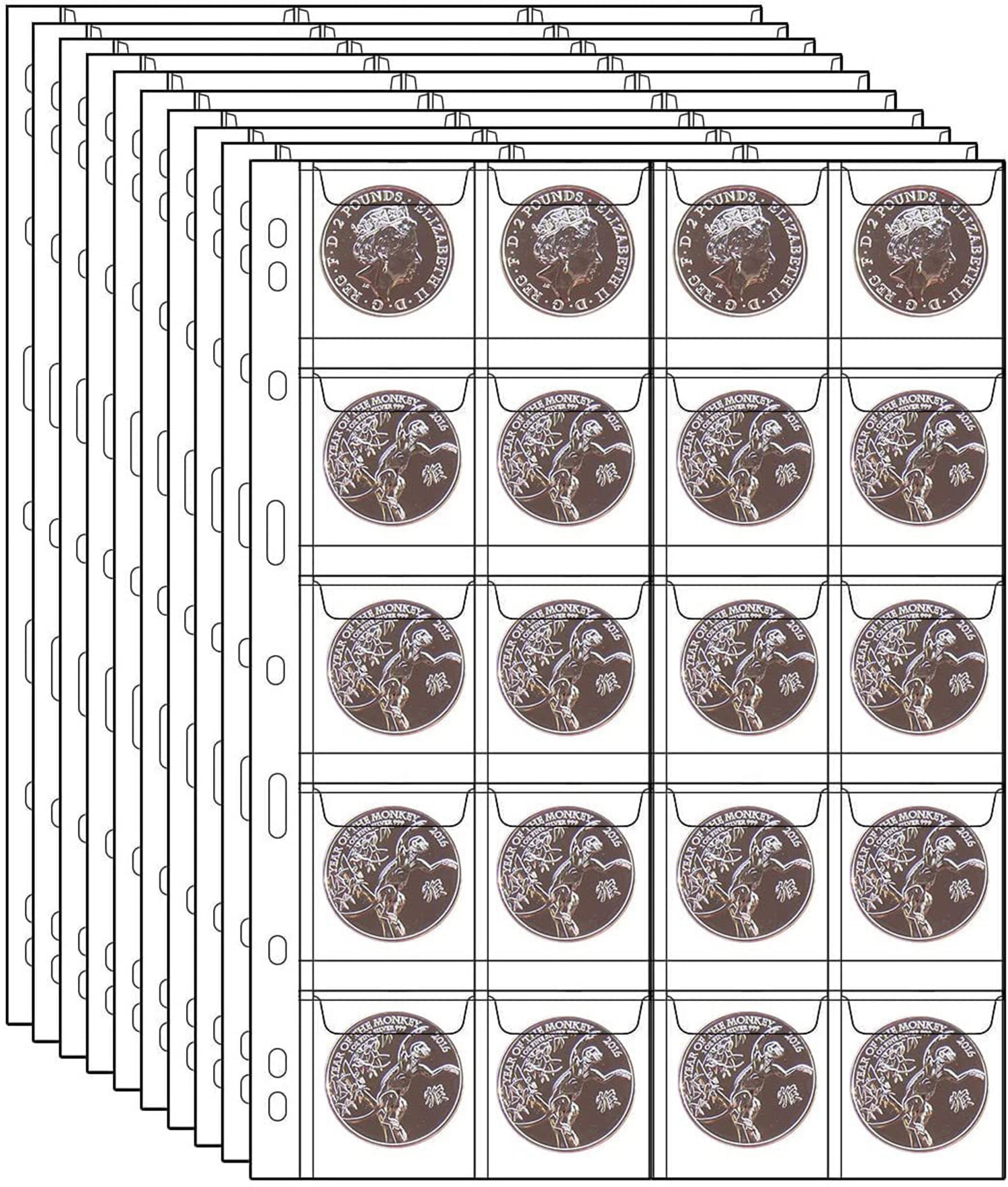 Plastic Coin Holders,Coin Pocket Pages Bexikou 200 Pockets Coin