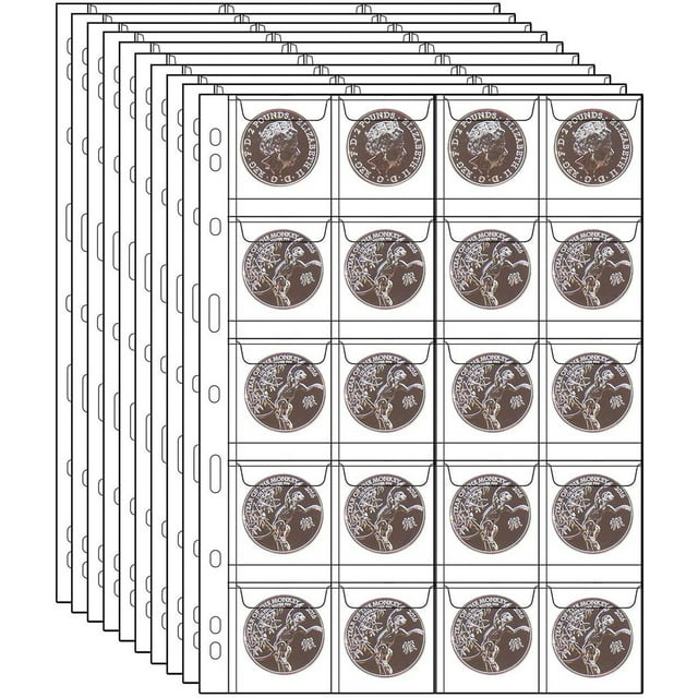 Plastic Coin Holders,Coin Pocket Pages Bexikou 200 Pockets Coin