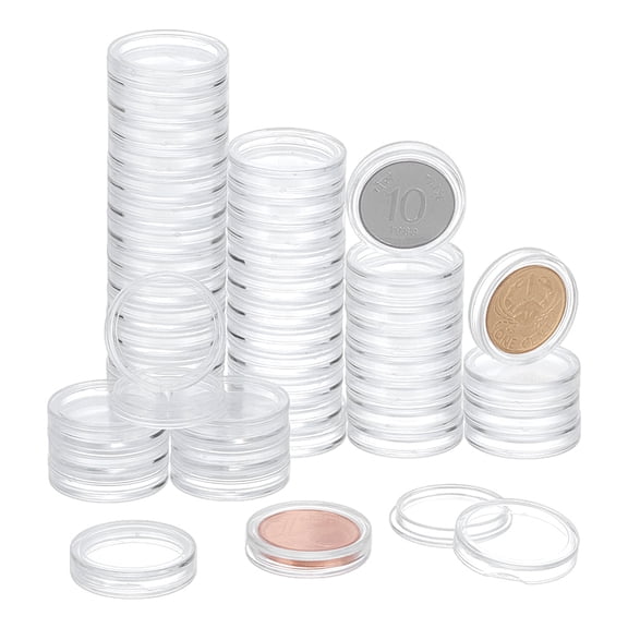 Plastic Coin Storage Box Flat Round Clear 19.5x4.5mm Inner Diameter: 16mm