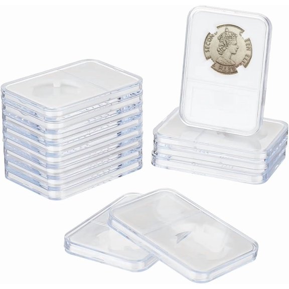Plastic Coin Storage box Rectangle White 84x59x8mm