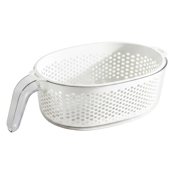 Plastic Colander, Double Layer Deep Plastic Strainer Basket - Thickened, 6 qt. Large Capacity with No-Slip Transparent Handle, Kitchen Colander for Pasta and Vegetables, 1 Pack,White