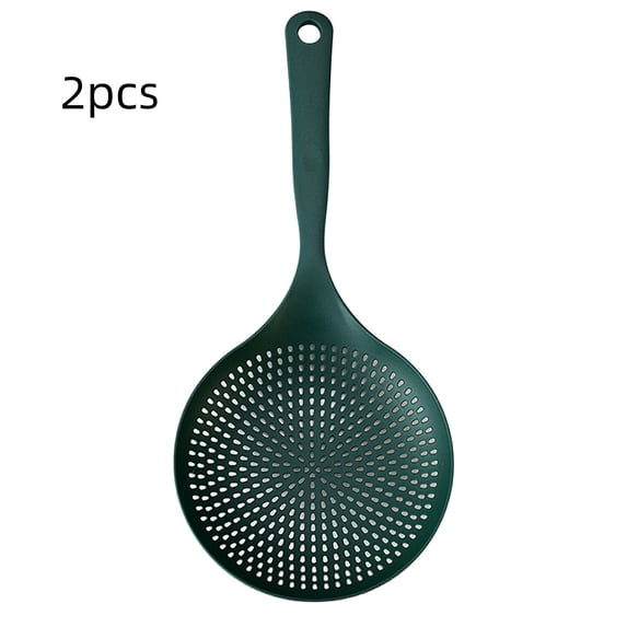 Plastic Colander Spoon Strainer for Kitchen - Long Handle Pasta Strainer Spoon for Dumplings Ravioli Lo Mein Vegetables Fruit - Large Slotted Spoon for Cooking Draining and Washing - 2 Pack