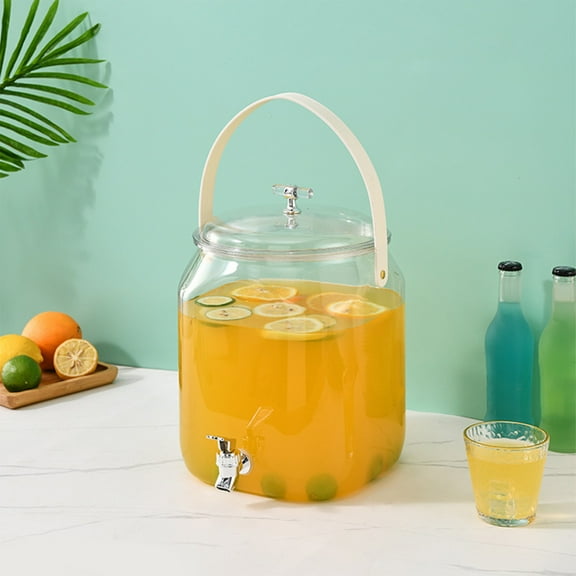 Plastic Cold Water Beverage Dispenser with Faucet | 11.5L / 3 Gallon Lemonade Fruit Tea Bucket for Parties & Home Use | Portable Drink Container with Handle