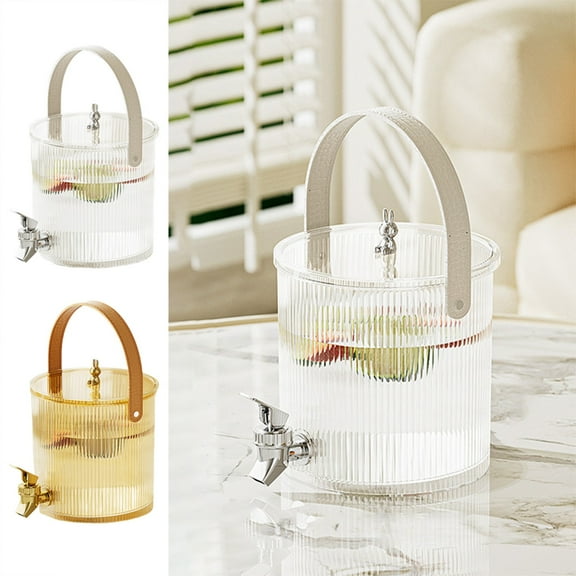 Plastic Cold Water Bottle 7.28x7.28x7.08" Gold Plastic Cold Brew Pitcher With Tap Large Capacity Beverage Dispenser For Refrigerator(1Pcs) NCHKUN