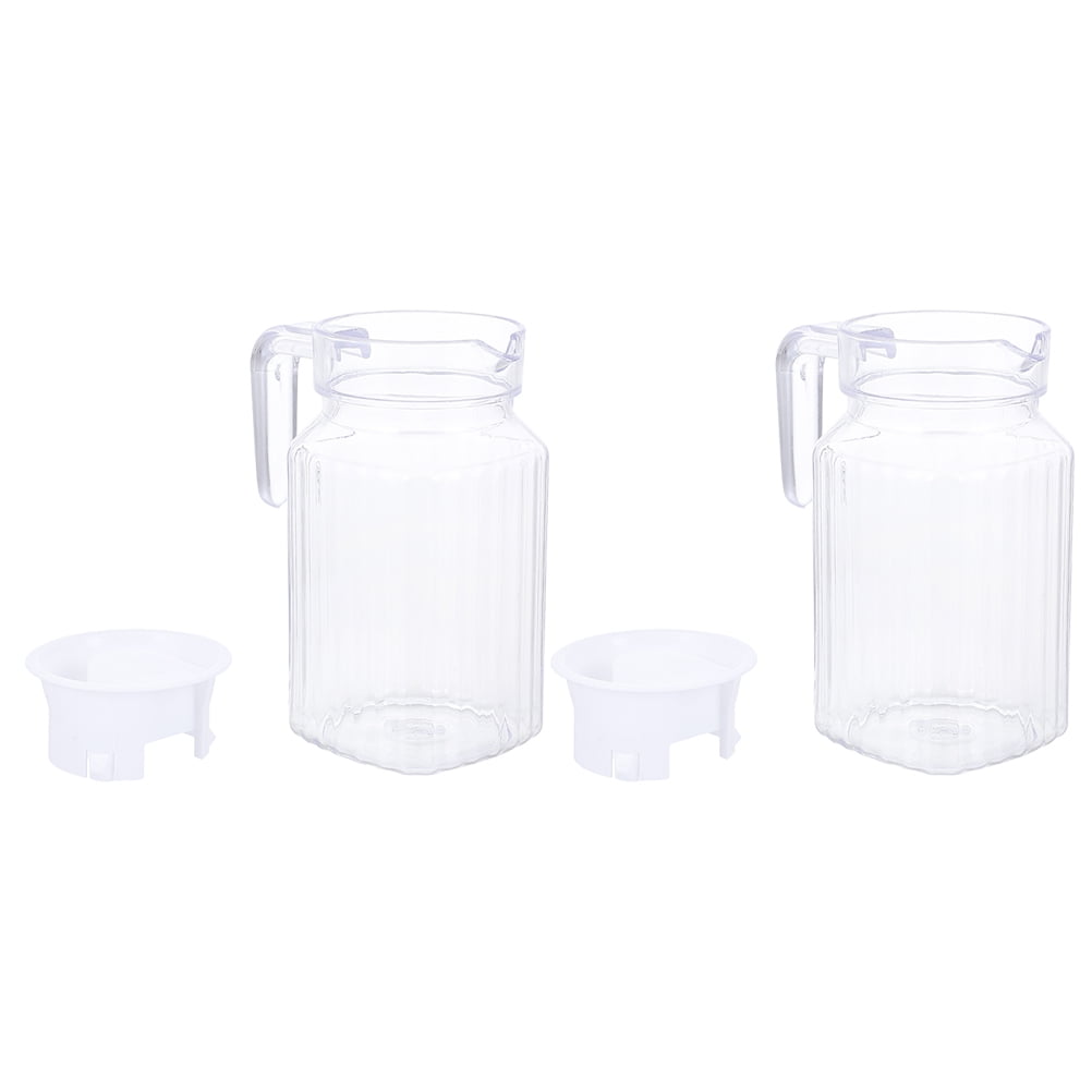 Plastic Cold Water Bottle Beer Pitcher Clear 2 Pcs Lemon Glass Tea