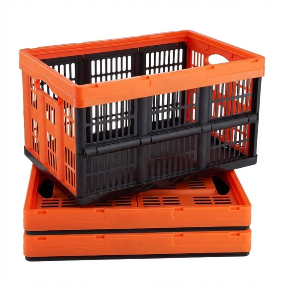 Plastic Collapsible Storage Basket, 45L 3 Packs, Folding Stackable Storage Containers/Bins with Handles, Large Heavy Duty Containers for Clothes, Toys, Books, Snack, Shoes and Grocery Organizing