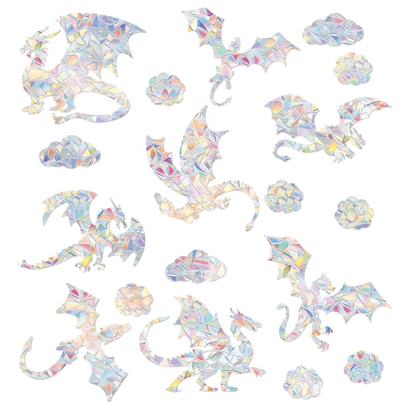 Plastic Colored Laser Stained Window Film Static Stickers Rainbow Electrostatic Window Decals Dragon 330x830mm diy