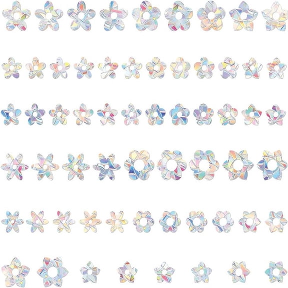 Plastic Colored Laser Stained Window Film Static Stickers Rainbow Electrostatic Window Decals Flower 330x830mm for DIY