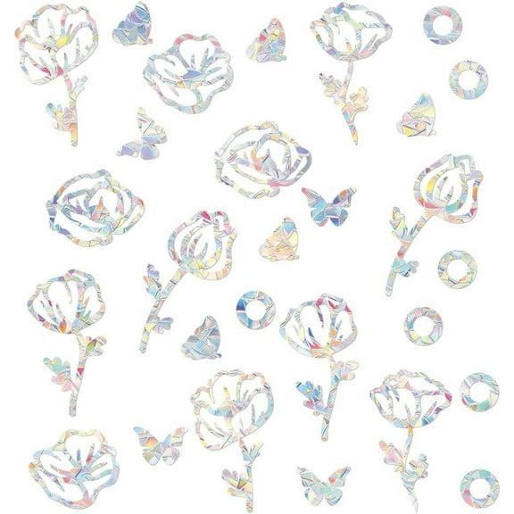 Plastic Colored Laser Stained Window Film Static Stickers Rainbow Prism Electrostatic Window Decals Flower 330x830mm