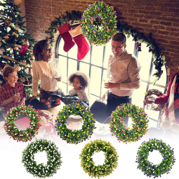 Plastic Colorful Eucalyptus Easter Wreath, Spring & Summer Multicolor Leaf Wreath, Bright Rainbow Faux Greenery Wreath for Gate Door Wall Indoor Outdoor Home Easter Decor, 11in, D