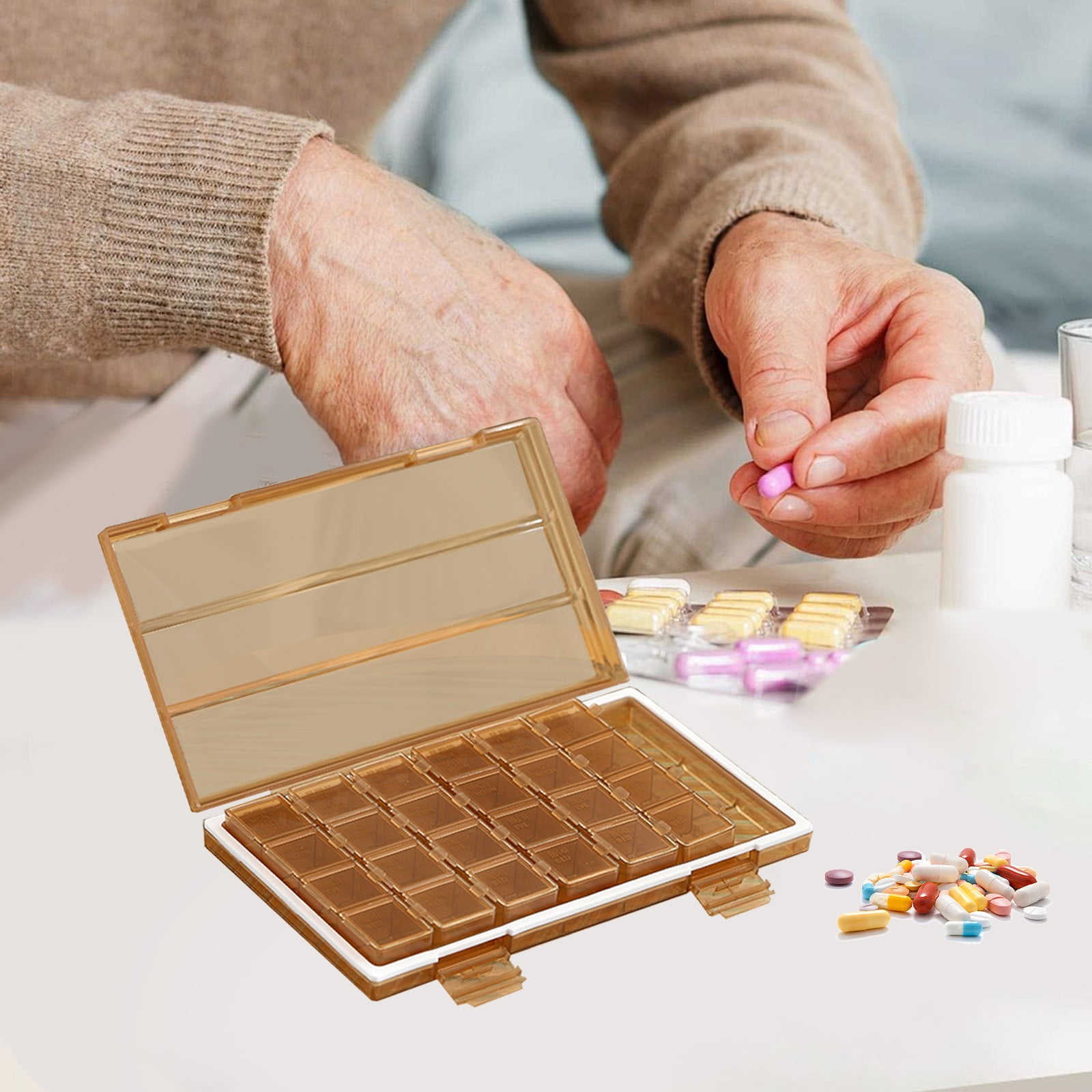 Plastic Compartment Organizer Box 7 Days Weekly Tablet Am /Pm Organizer