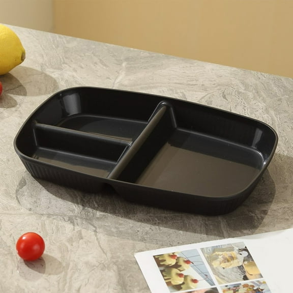 Plastic Compartment Tray Dinner Tray Party Serving Tray with Three Sections - Sectioned Appetizer Platter for Snacks and Meals - Bento Style Food Organizer for Home Kitchen Dining or Picnic