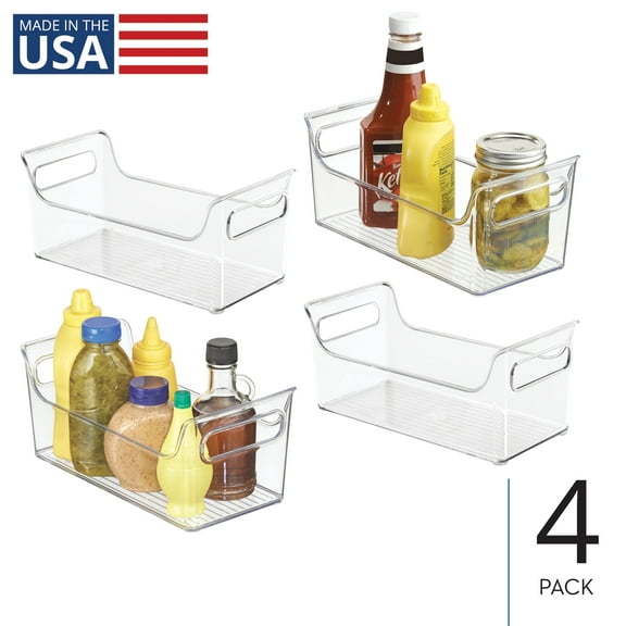 iDesign Plastic Condiment Organizer for Fridge, Set of 4, Clear, Made in USA