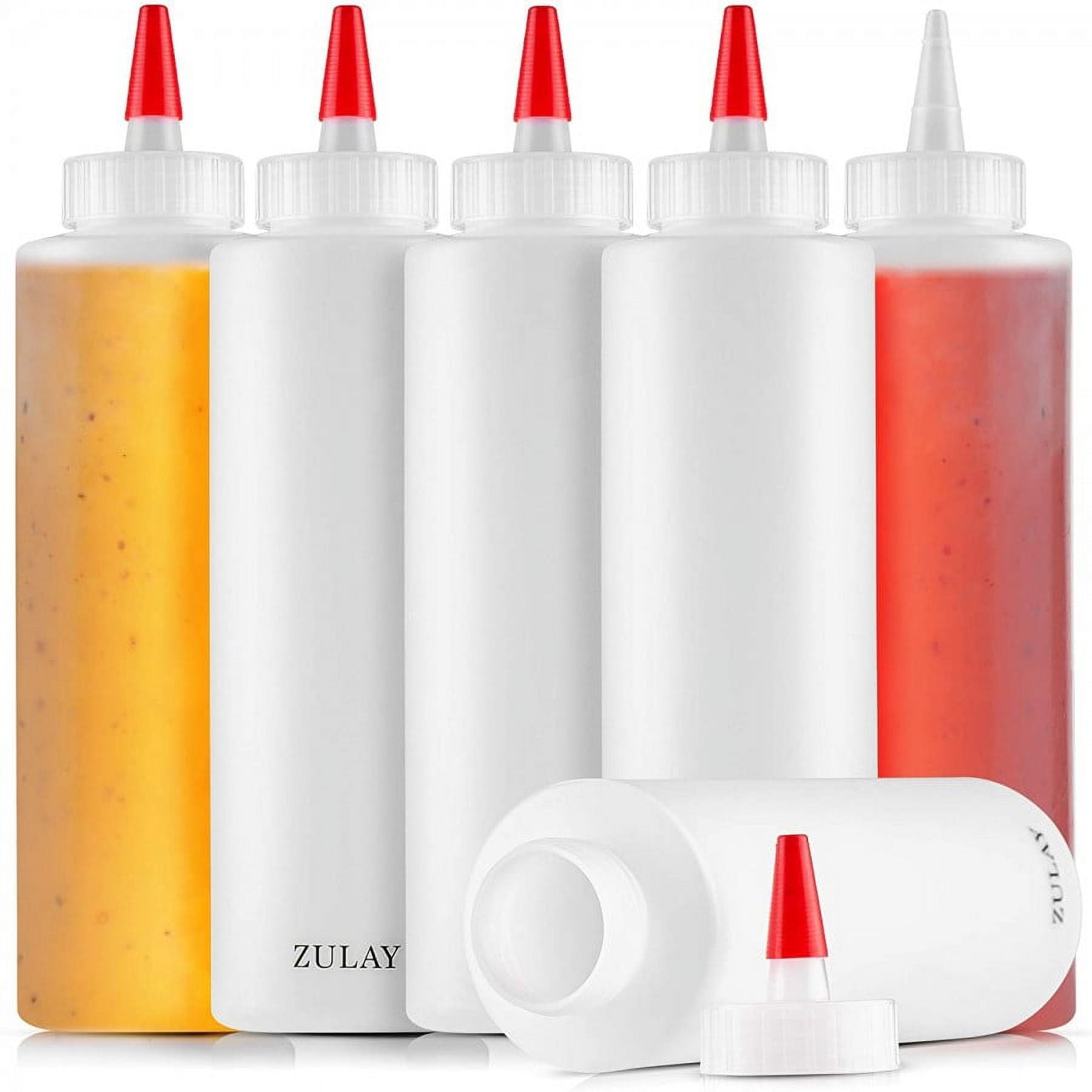 Plastic Condiment Squeeze Bottle with Caps 17 oz6 Pack