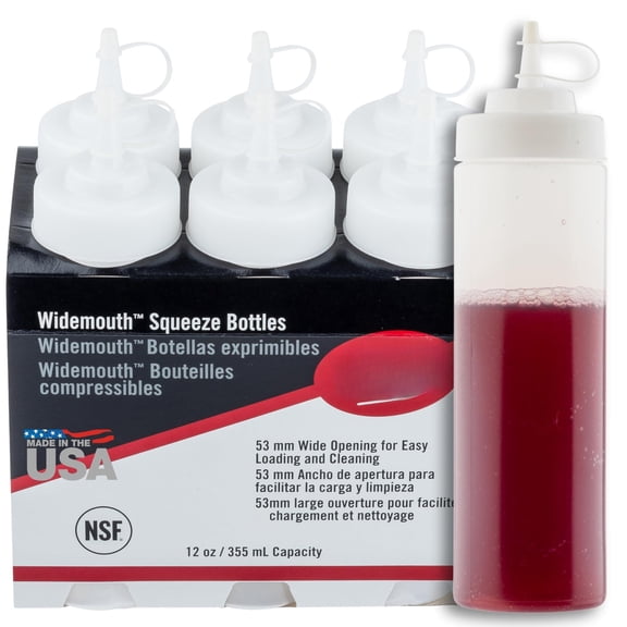 Plastic Condiment Squeeze Bottles  Foodservice Restaurant Commercial Use Widemouth 53mm Cone-tip Top W/tethered Cap For Olive Oil Bbq Sauce Dressing Food Prep 12 Oz 354 Ml Clear 6