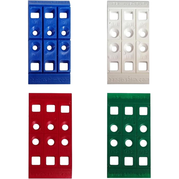 Plastic Construction Shims & Spacers Variety Pack - Assorted 4 Thicknesses (1/32, 1/16, 1/8, 1/4-Inch) (100 Count)