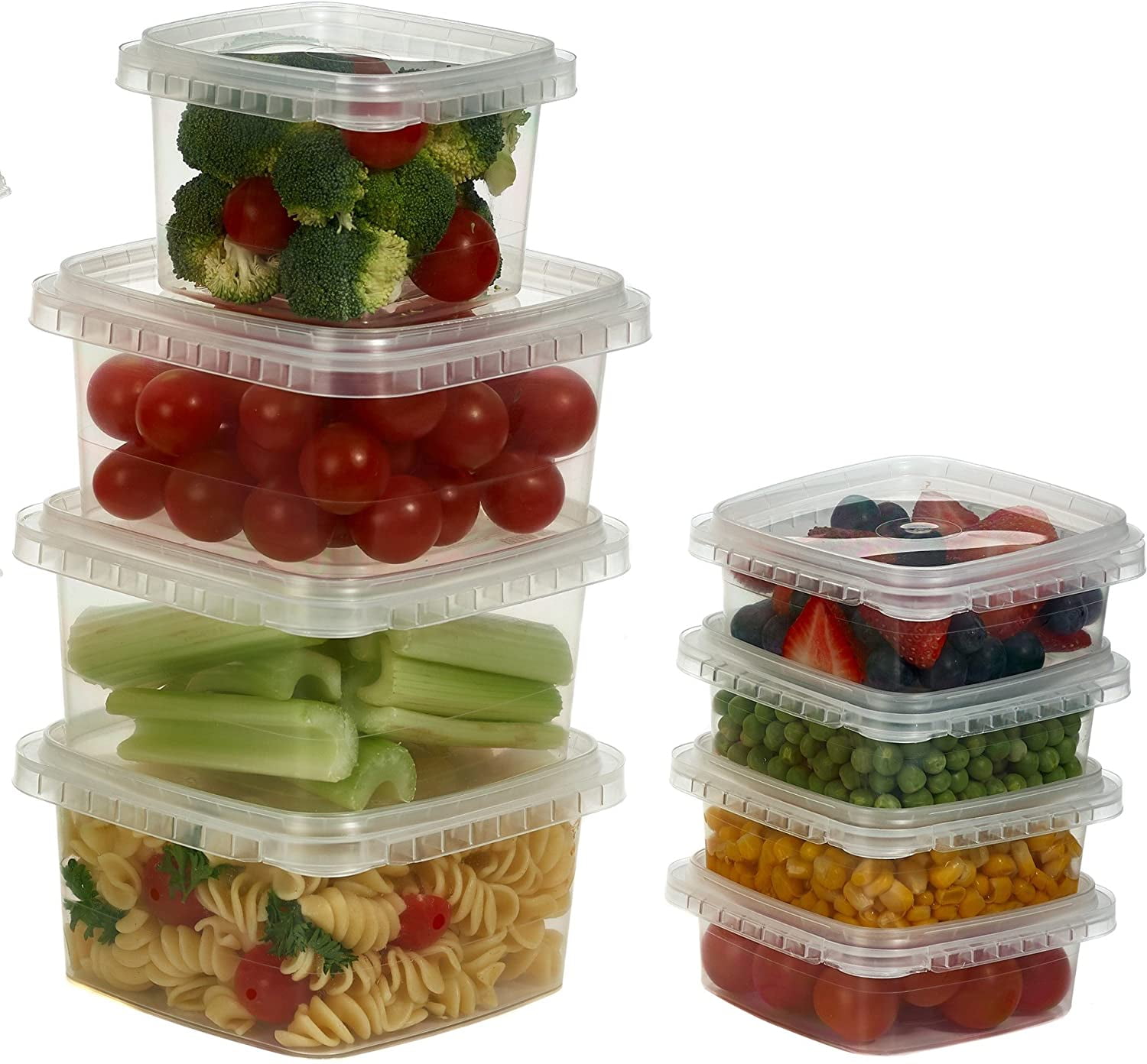 Plastic Containers with Lids 8 Oz 25 Pack Square Clear Plastic