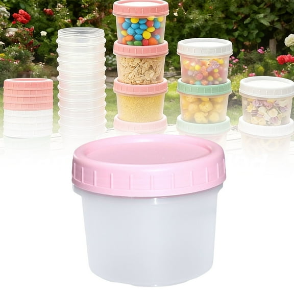 Plastic Containers with Lids, Food Storage Containers Reusable Dishwasher Freezer Safe Airtight Microwave & Dishwasher Safe, 160ml, Pink