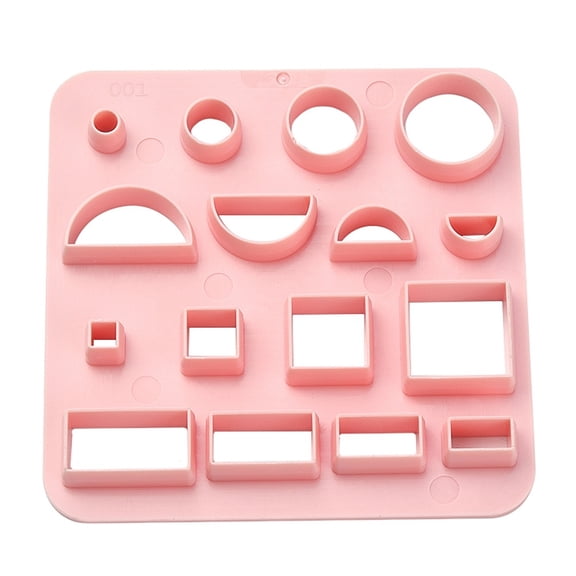 Plastic Cookie Cutters Round/Square/Rectangle Pink 100x100mm